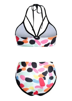 High Waist Rainbow Color Polka Dot Bikini Set -Rosewe Swimwear Store 1697777554908976417