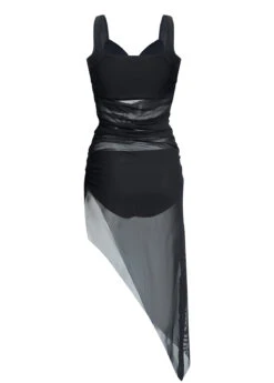 Ruched Asymmetric Hem Mesh Swimdress And Panty 13 Ruched Asymmetric Hem Mesh Swimdress And Panty -Rosewe Swimwear Store 1697777812943418722