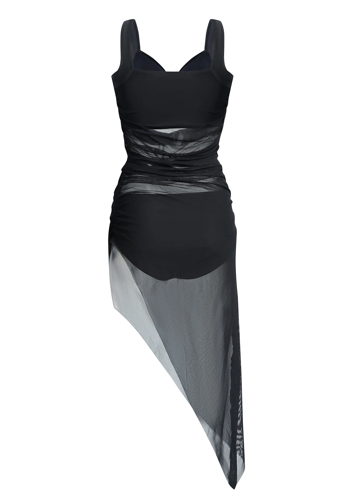 Ruched Asymmetric Hem Mesh Swimdress And Panty 8 Ruched Asymmetric Hem Mesh Swimdress And Panty - Image 6