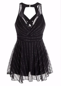 Criss Cross Lace Black One Piece Swimwear -Rosewe Swimwear Store 1697883268108144489