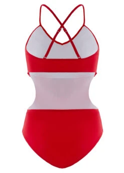 Tassel Spaghetti Strap Red One Piece Swimwear -Rosewe Swimwear Store 1698039315413641474