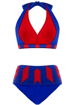 Geometric Print Royal Blue High Waisted Bikini Set -Rosewe Swimwear Store 1698051839972976644