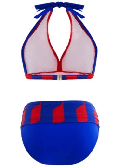 Geometric Print Royal Blue High Waisted Bikini Set -Rosewe Swimwear Store 1698051840432919937