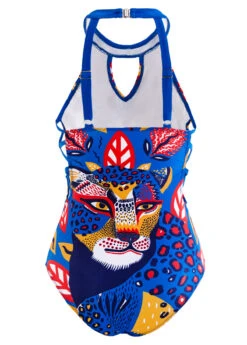 Animal Prints Lace Up One Piece Swimwear -Rosewe Swimwear Store 1698052400835515526