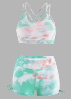 High Waisted Tie Dye Drawstring Side Bikini Set -Rosewe Swimwear Store 1698113176974090161