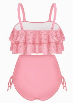 High Waisted Patchwork Light Pink Bikini Set -Rosewe Swimwear Store 1698289713354058073