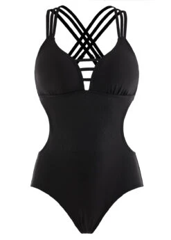 Cross Strap Cutout Waist One Piece Swimwear -Rosewe Swimwear Store 1698319300389995703