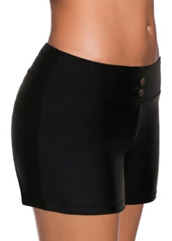 Button Low Waisted Black Swimwear Shorts -Rosewe Swimwear Store 217166 P 161103936325902