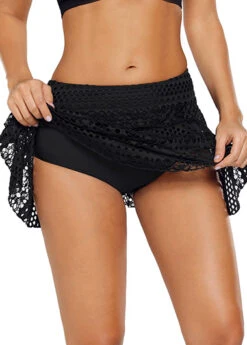 Mid Waist Pierced Design Black Pantskirt 7 Mid Waist Pierced Design Black Pantskirt -Rosewe Swimwear Store 217295 P 161103959310302