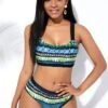 Printed Mid Waist Tie Back Bikini Set -Rosewe Swimwear Store 225030 P 1595987455932