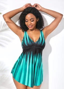 Open Back V Neck Printed Swimdress And Panty -Rosewe Swimwear Store 226966 P 1591928309548