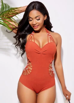 Cutout Detail Tie Back Tie Back One Piece Swimwear