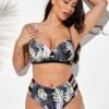 Ladder Cutout Leaf Print High Waist Bikini Set -Rosewe Swimwear Store 260168 P 1628164254206