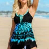 Tie Front Geometric Print Swimdress And Shorts -Rosewe Swimwear Store 260982 P 16226899164650
