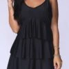 Black Layered Ruffle Hem Swimdress And Panty -Rosewe Swimwear Store 261400 P 161103942075800