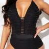 Halter Ladder Cutout Black One Piece Swimwear -Rosewe Swimwear Store 261891 P 1638052563369