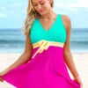 Color Block Wide Strap Swimdress And Shorts -Rosewe Swimwear Store 262581 P 161587695386500