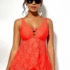 Lace Stitching Spaghetti Strap Cross Strap Tankini Set -Rosewe Swimwear Store 266282 P 1622525646784