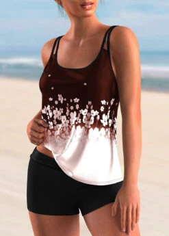 Ditsy Floral Print Mid Waisted Tankini Set -Rosewe Swimwear Store 266607 P 1623307692914