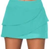 High Waisted Cyan Layered Swim Skirt 1 High Waisted Cyan Layered Swim Skirt -Rosewe Swimwear Store 266829 P 1668502745748