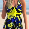 Bowknot Cross Strap Floral Print Tankini Set 1 Bowknot Cross Strap Floral Print Tankini Set -Rosewe Swimwear Store 267500 P 1614928984371