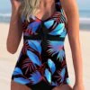 Bowknot Floral Print Cross Strap Tankini Set -Rosewe Swimwear Store 267607 P 1614935552491