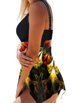 Printed Asymmetric Hem Swimdress And Panty -Rosewe Swimwear Store 268224 P 1615776643766