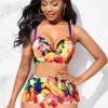Spaghetti Strap High Waisted Floral Print Bikini Set -Rosewe Swimwear Store 269283 P 1616735840416
