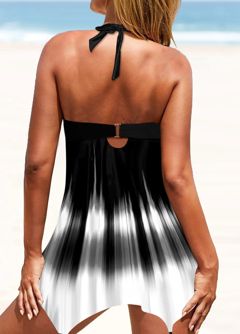 Halter Asymmetric Hem Printed Swimdress And Panty 4 Halter Asymmetric Hem Printed Swimdress And Panty - Image 2