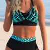 Spaghetti Strap Geometric Print High Waisted Bikini Set -Rosewe Swimwear Store 269388 P 1616560896491