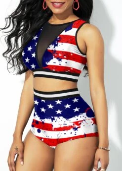 High Waisted American Flag Print Bikini Set 7 High Waisted American Flag Print Bikini Set -Rosewe Swimwear Store 269403 P 1616566495847