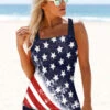 American Flag Print Tie Side Tankini Set -Rosewe Swimwear Store 269710 P 1618192548955