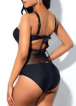 Tie Back Mesh Stitching Cross Strap One Piece Swimwear -Rosewe Swimwear Store 270805 P 1617778835417