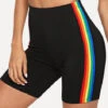High Waisted Rainbow Color Striped Swim Shorts 2 High Waisted Rainbow Color Striped Swim Shorts -Rosewe Swimwear Store 271043 P 1617872417400