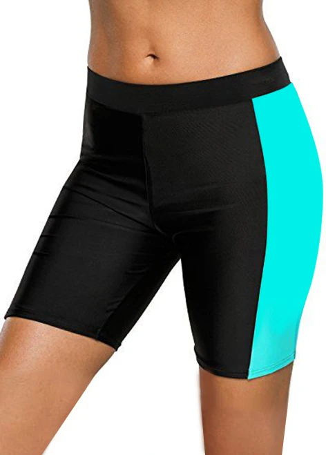 Skinny Color Block Mid Waist Swim Shorts 3 Skinny Color Block Mid Waist Swim Shorts