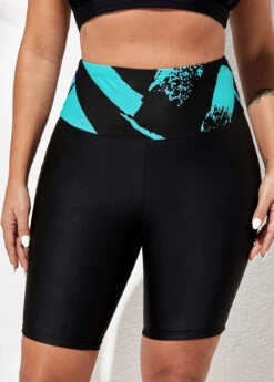 Skinny High Waist Printed Swim Shorts