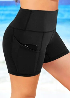 Solid High Waisted Pocket Detail Swim Shorts 11 Solid High Waisted Pocket Detail Swim Shorts -Rosewe Swimwear Store 275808 P 1667800051602