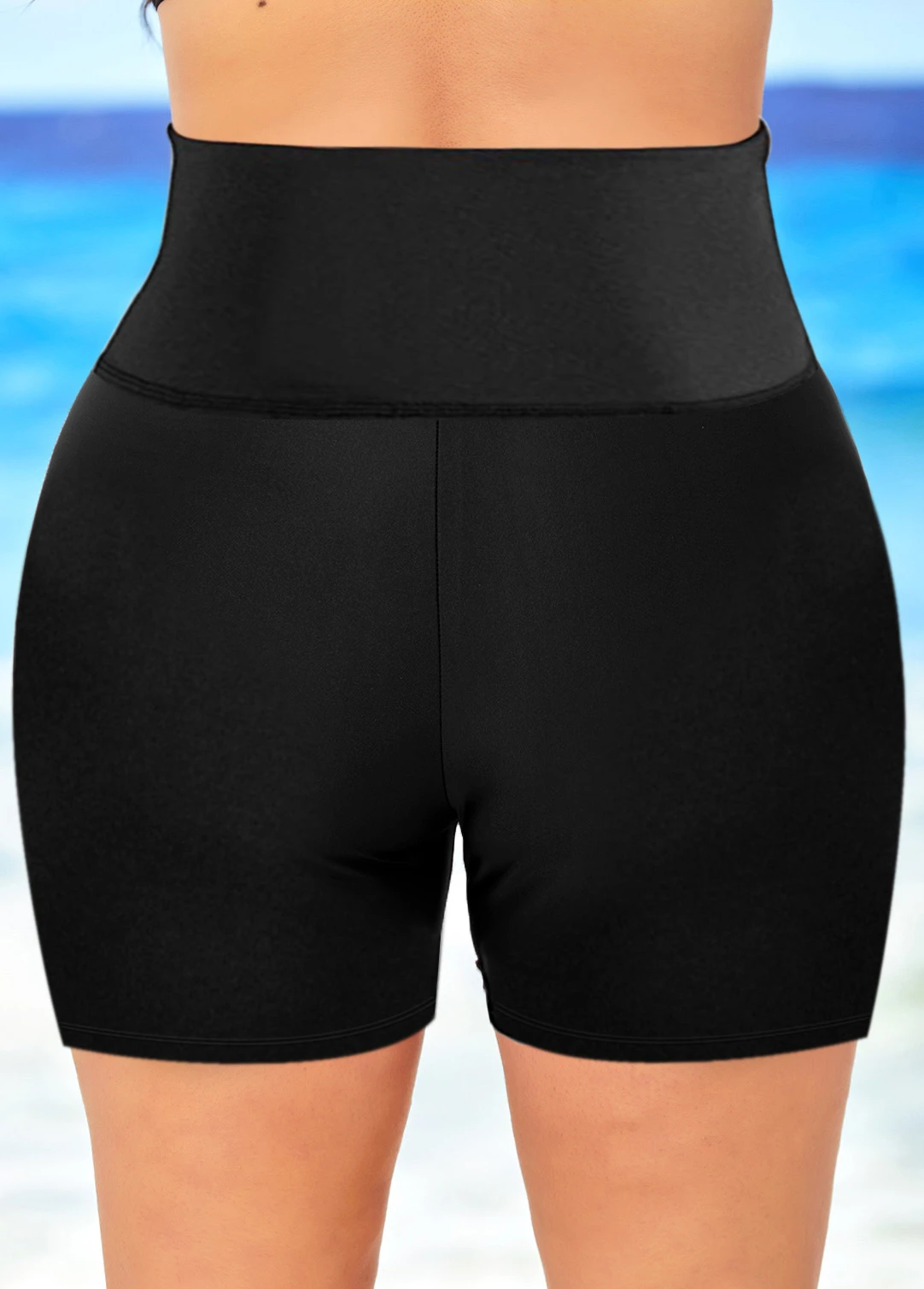 Solid High Waisted Pocket Detail Swim Shorts 7 Solid High Waisted Pocket Detail Swim Shorts - Image 5