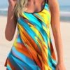 Printed Spaghetti Strap Colorful Tankini Set -Rosewe Swimwear Store 275869 P 1622441499526