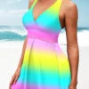 Ombre Wide Strap Colorful Swimdress And Panty -Rosewe Swimwear Store 276964 P 1647050270078