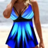 Ombre Asymmetric Hem Colorful Swimdress And Panty -Rosewe Swimwear Store 277946 P 1624502780925