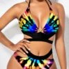High Waisted Tie Dye Print Bikini Set -Rosewe Swimwear Store 279205 P 1625810510625