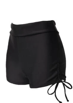 Drawstring Side Mid Waisted Black Swimwear Shorts -Rosewe Swimwear Store 288532 P 164187152180602