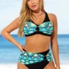Tribal Print Black High Waisted Cross Strap Bikini Set -Rosewe Swimwear Store 288785 P 16389654016330