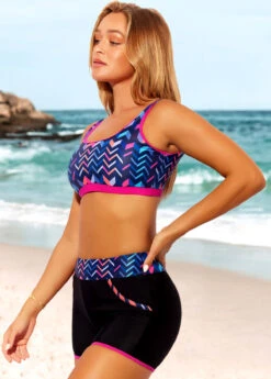 Black High Waist Geometric Print Bikini Set -Rosewe Swimwear Store 289542 P 16388814476982