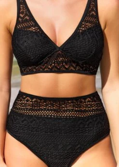 Lace High Waist Black Bikini Set -Rosewe Swimwear Store 289552 P 16424211738234