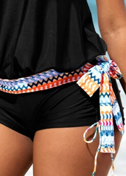 Black Tribal Print Tie Side Tankini Set -Rosewe Swimwear Store 290318 P 16479457822216