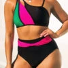 Black High Waisted Contrast Bikini Set 1 Black High Waisted Contrast Bikini Set -Rosewe Swimwear Store 292557 P 16430771352920