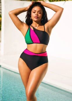 Black High Waisted Contrast Bikini Set -Rosewe Swimwear Store 292557 P 16430771355934