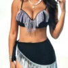 High Waisted Black Tie Side Tassel Bikini Set -Rosewe Swimwear Store 293182 P 16400863566710